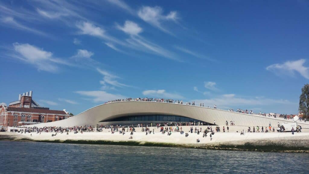 People in front of MAAT on opening day