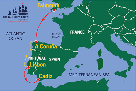 Itinéraire de la Tall Ships Race Magellan – Elcano 2023