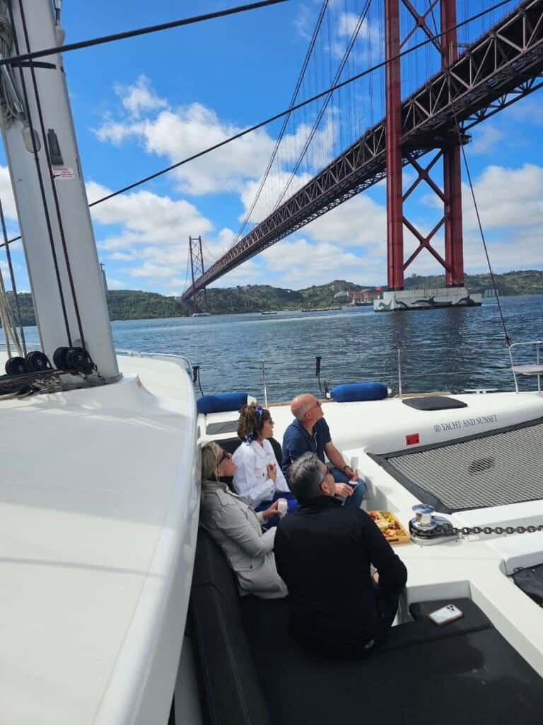 Group of tourists during a boat tour on the Tagus River