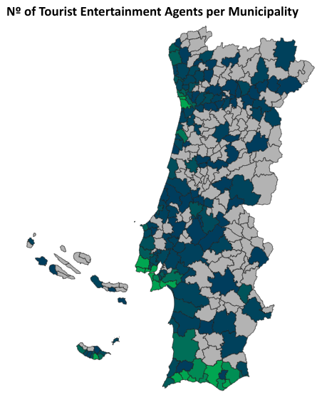 Number of Tourist Entertainment Agents per Municipality in Portugal, in 2025